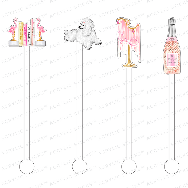 BLUSH ROUGE BAR CART ACCESSORIES ACRYLIC STIR STICKS COMBO