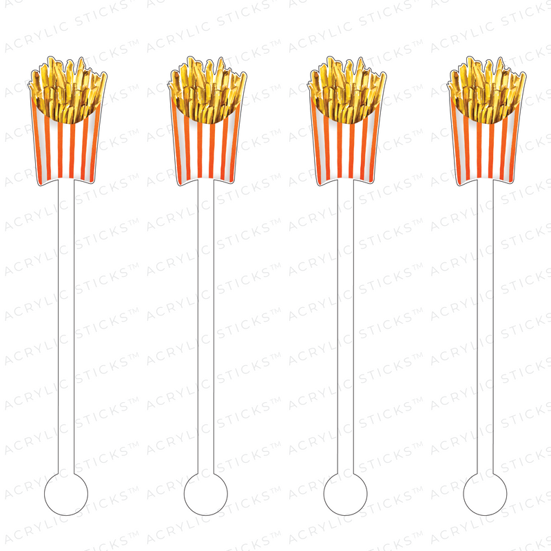 ORANGE STRIPE FRENCH FRIES ACRYLIC STIR STICKS