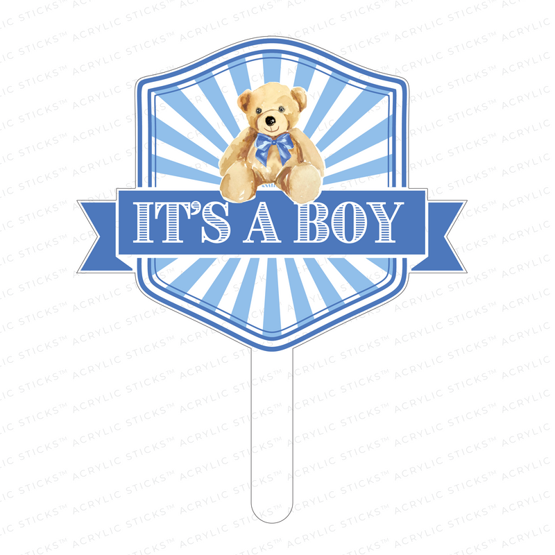 IT'S A BOY CREST ACRYLIC CAKE TOPPER