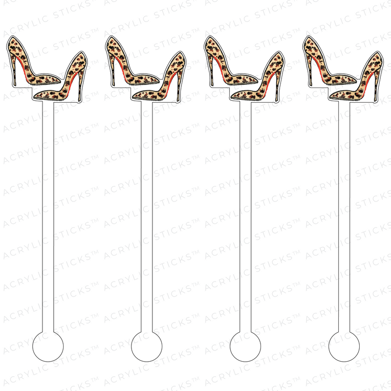 PAIR OF LEOPARD HEELS ACRYLIC STIR STICKS