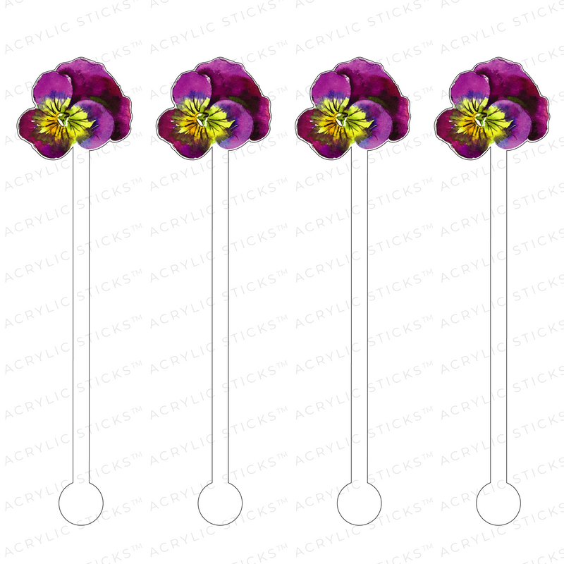FIELD PANSY ACRYLIC STIR STICKS