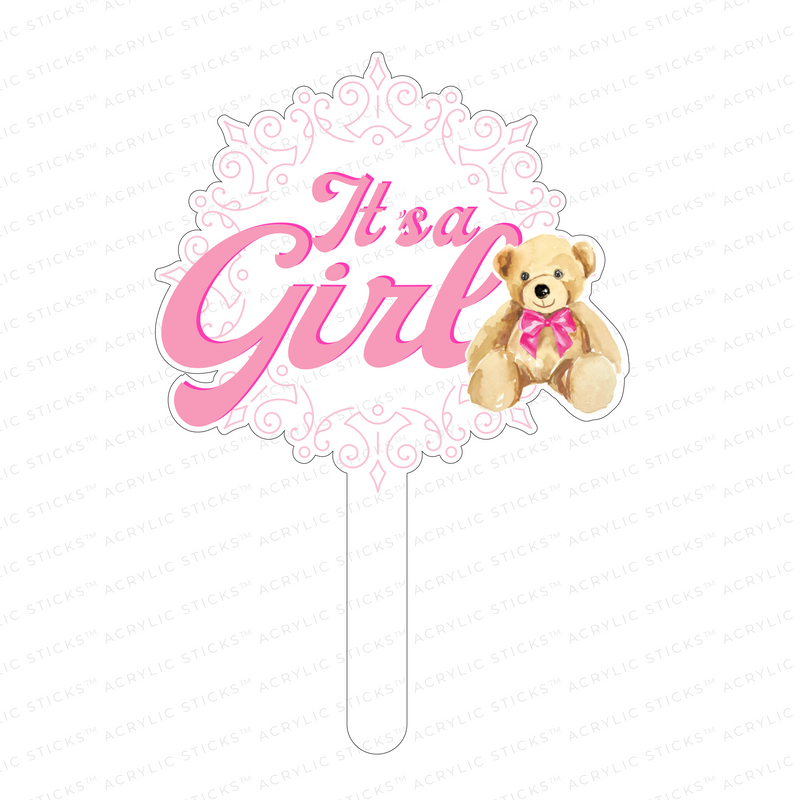 IT'S A GIRL ACRYLIC CAKE TOPPER