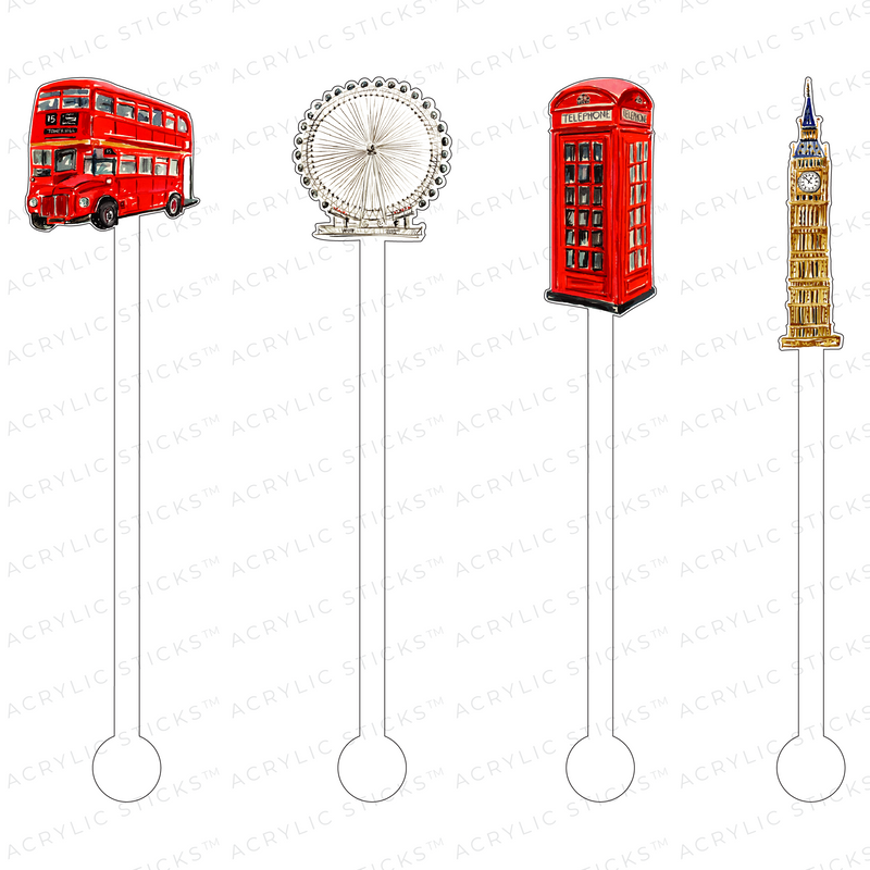 LONDON OR BUST ACRYLIC STIR STICKS COMBO