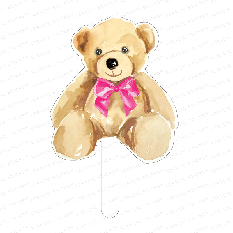 IT'S A GIRL TEDDY BEAR ACRYLIC CAKE TOPPER