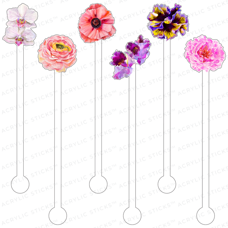 FLOWERY ACRYLIC STIR STICKS COMBO