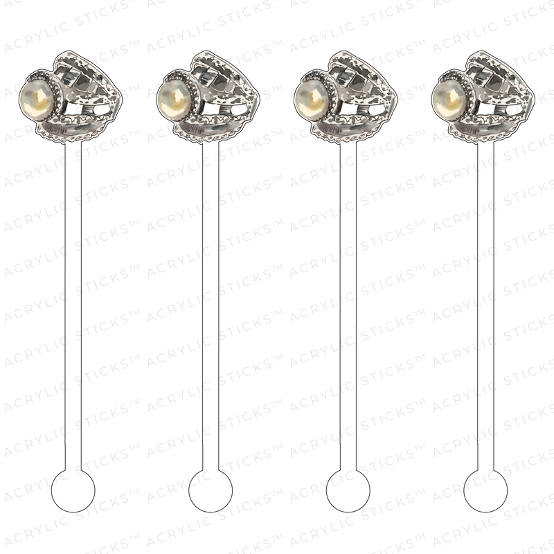 PEARL & SILVER GAUDY RING ACRYLIC STIR STICKS