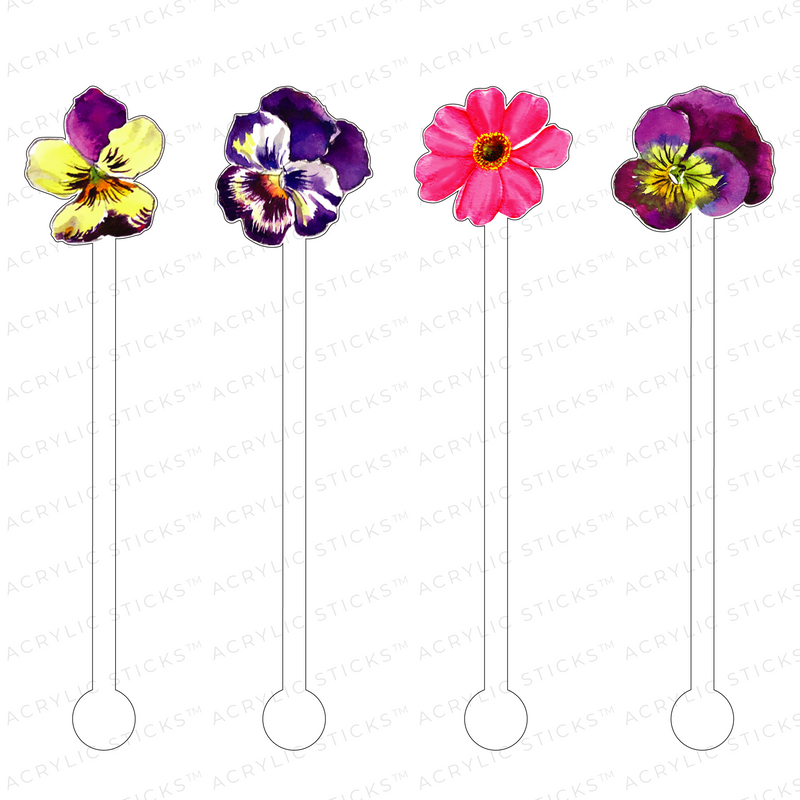 GARDEN PANSIES ACRYLIC STIR STICKS COMBO