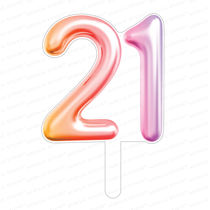 '21' PINK PEARL ACRYLIC CAKE TOPPER