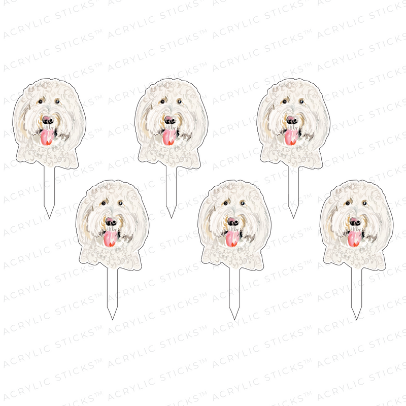 WHITE DOODLE ACRYLIC PARTY PIK STICKS