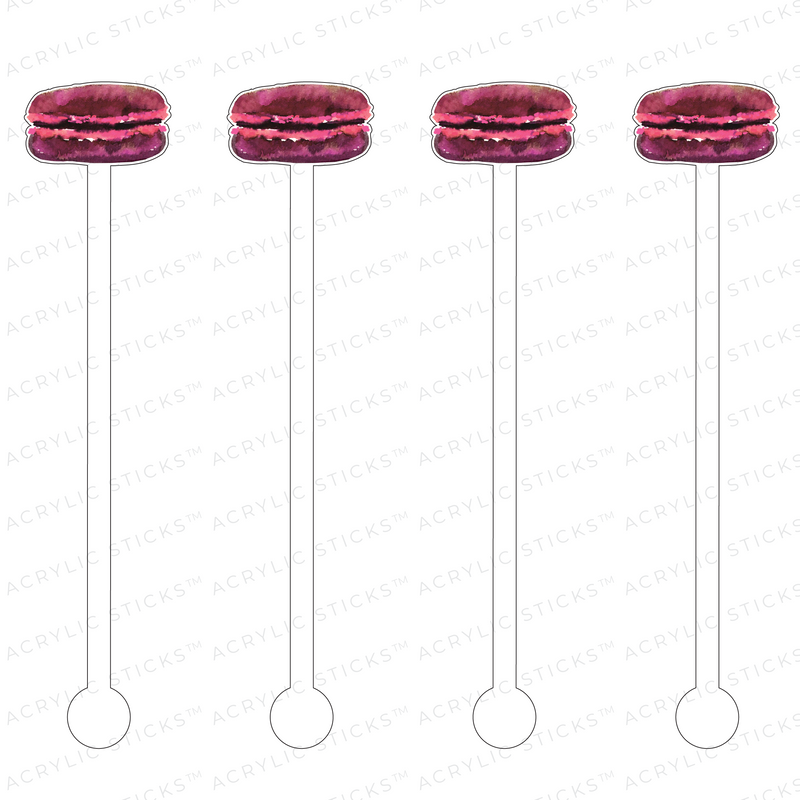 RASPBERRY MACARON ACRYLIC STIR STICKS