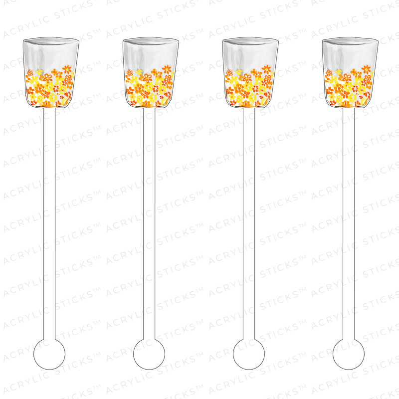 SUNSET FLOWERS GOBLET ACRYLIC STIR STICKS