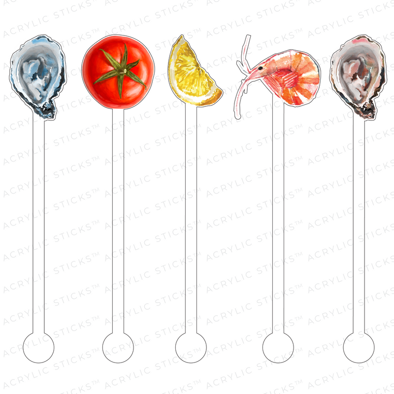 SEAFOOD DINNER ACRYLIC STIR STICKS COMBO