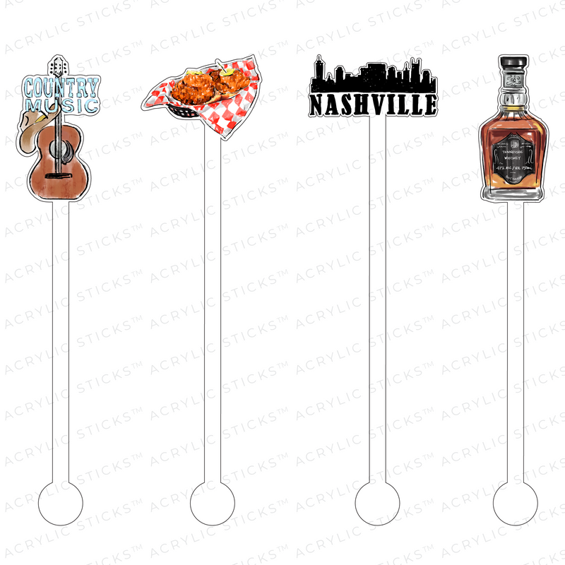 NIGHTS IN NASHVILLE ACRYLIC STIR STICKS COMBO