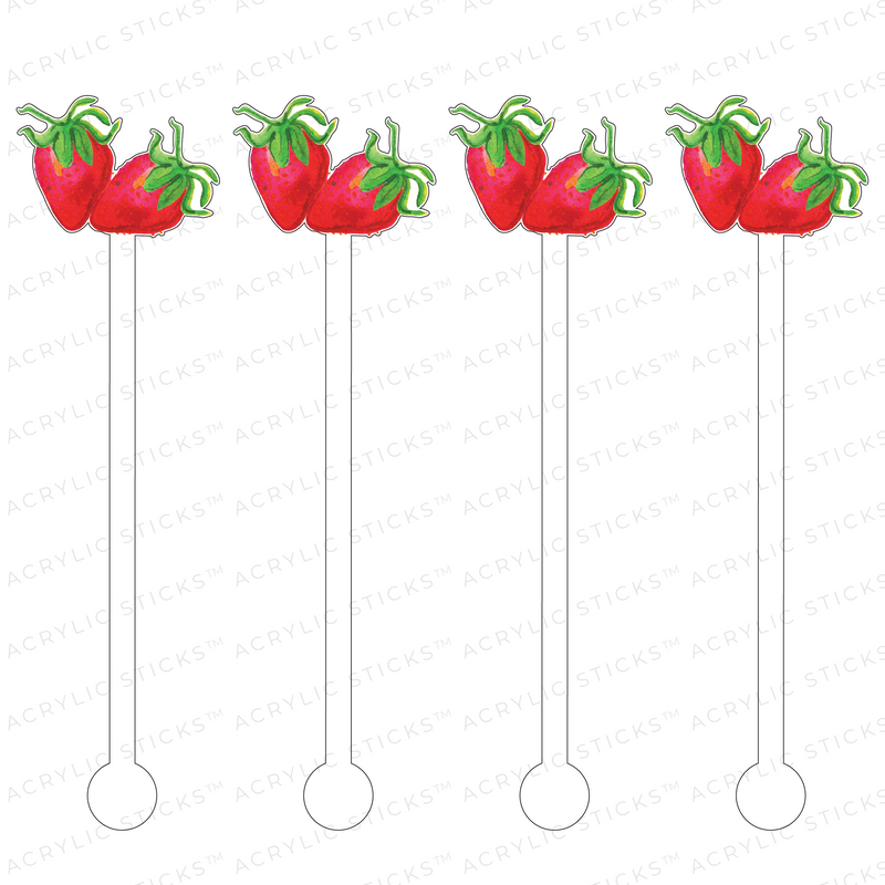 STRAWBERRY DUO ACRYLIC STIR STICKS