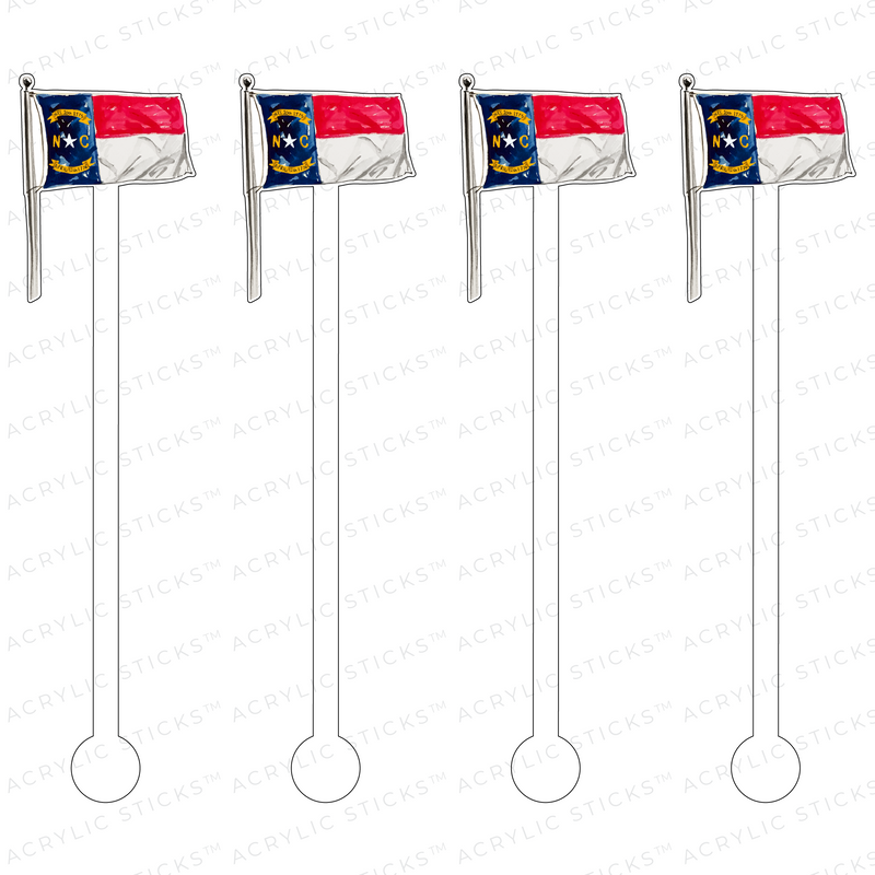 NORTH CAROLINA FLAG ACRYLIC STIR STICKS