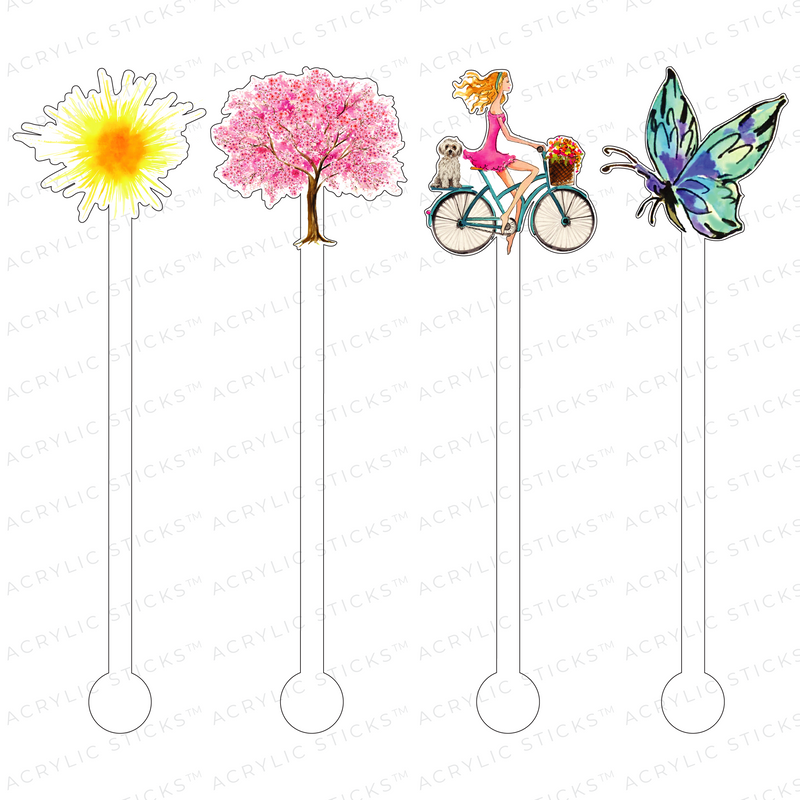 I LOVE SPRING ACRYLIC STIR STICKS COMBO
