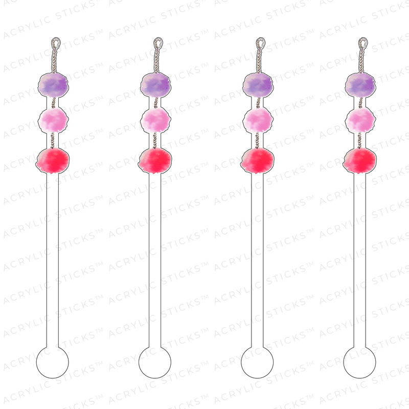 POM POM TASSEL ACRYLIC STIR STICKS