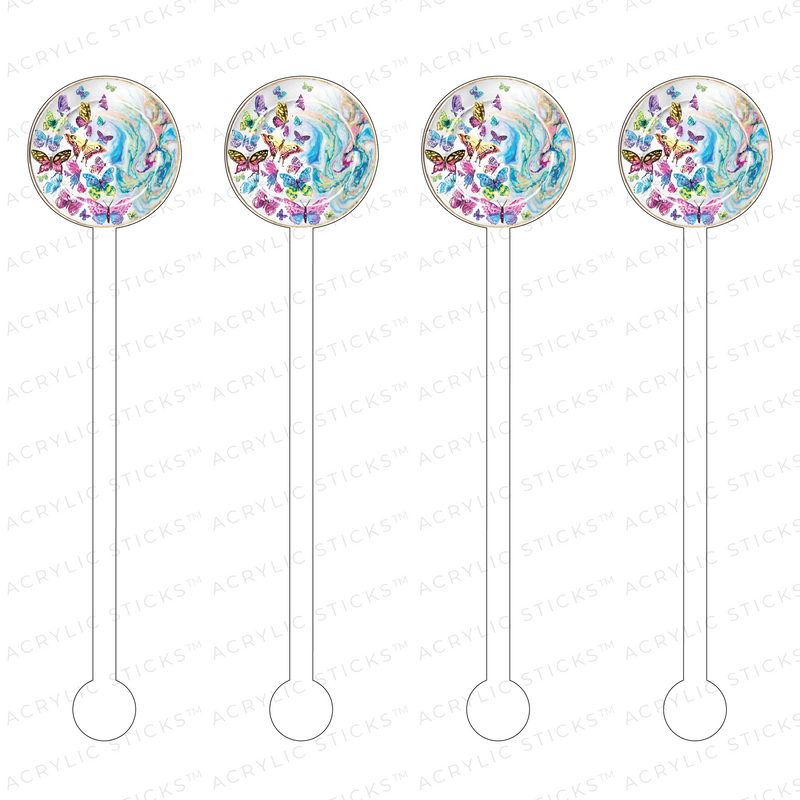 BUTTERFLY GEODE CHARGER ACRYLIC STIR STICKS