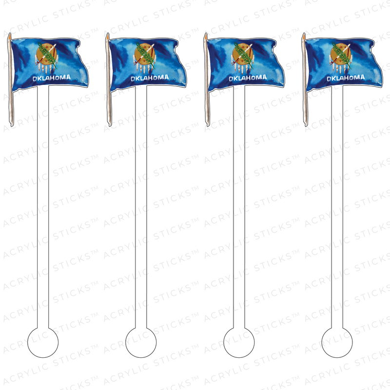 OKLAHOMA STATE FLAG ACRYLIC STIR STICKS
