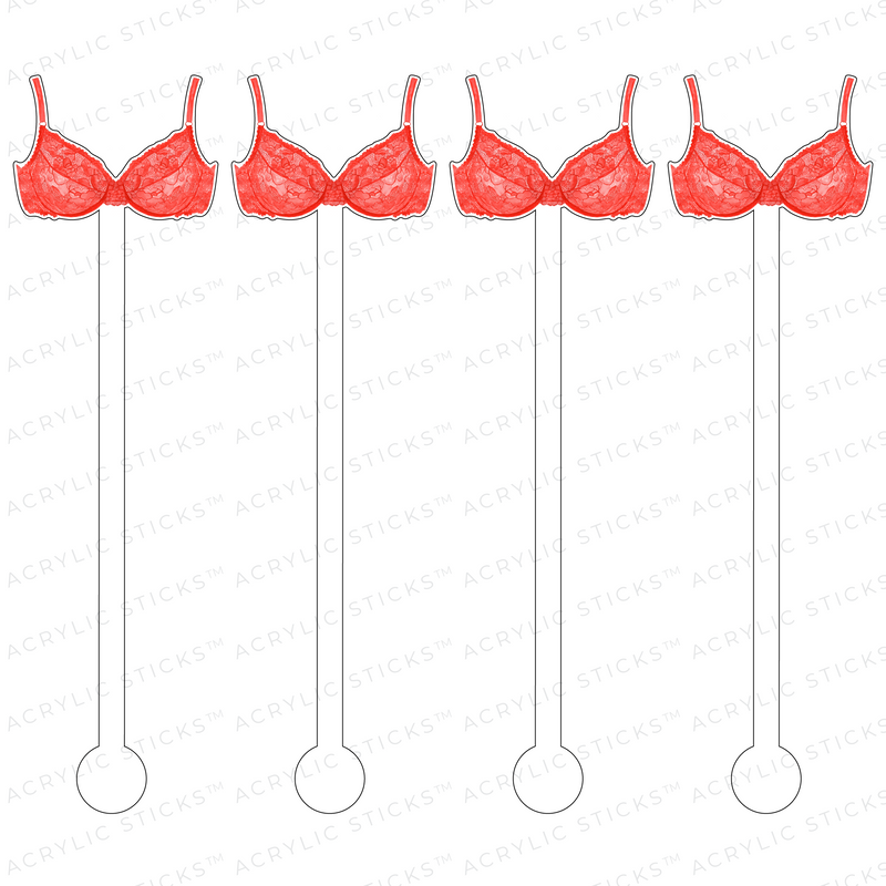 RED LACE BRA ACRYLIC STIR STICKS