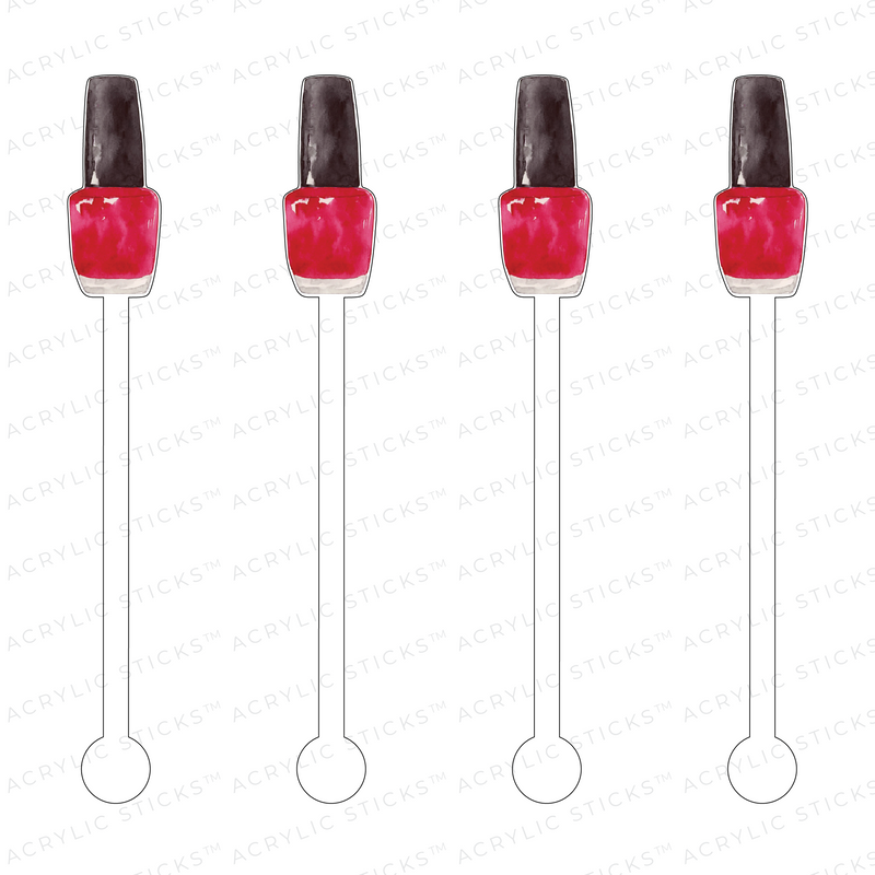 RED NAIL POLISH ACRYLIC STIR STICKS