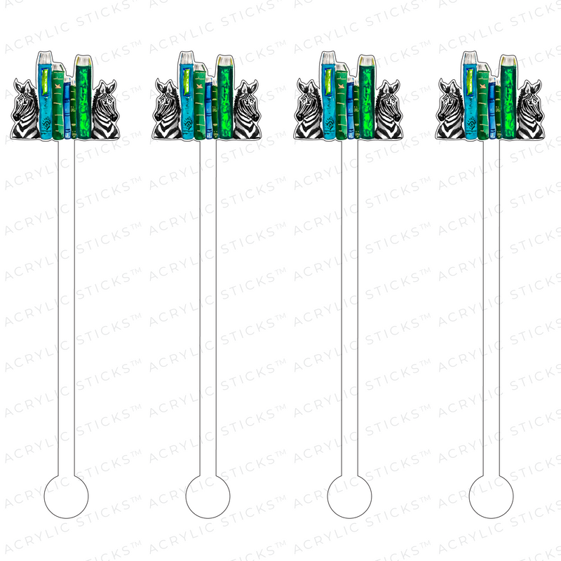 ZEBRA BOOKENDS ACRYLIC STIR STICKS