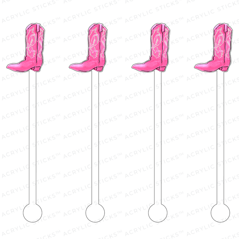 PRETTY IN PINK COWGIRL BOOT ACRYLIC STIR STICKS