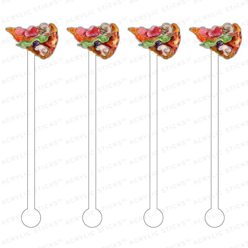 VEGGIE PIZZA SLICE ACRYLIC STIR STICKS