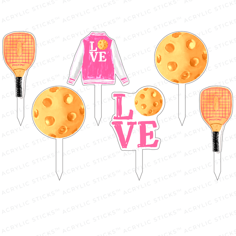 PICKLEBALL ORANGE & HOT PINK ACRYLIC PARTY PIK STICKS COMBO