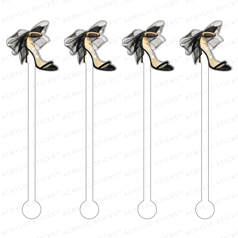 BLACK HORSE HAIR BOW STILETTO ACRYLIC STIR STICKS