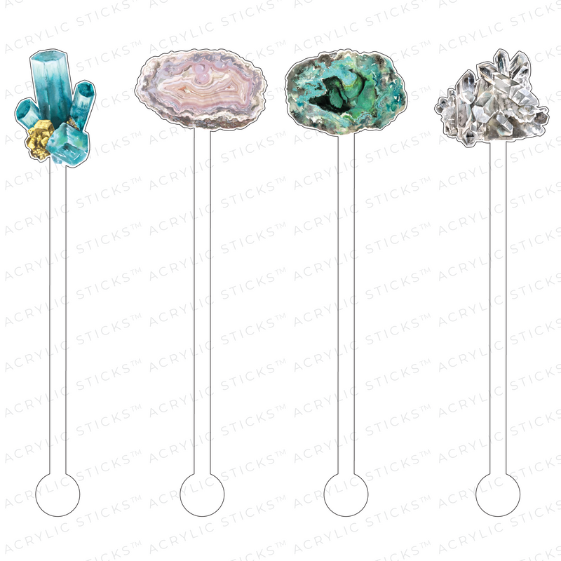 NATURAL GEMSTONES ACRYLIC STIR STICKS COMBO