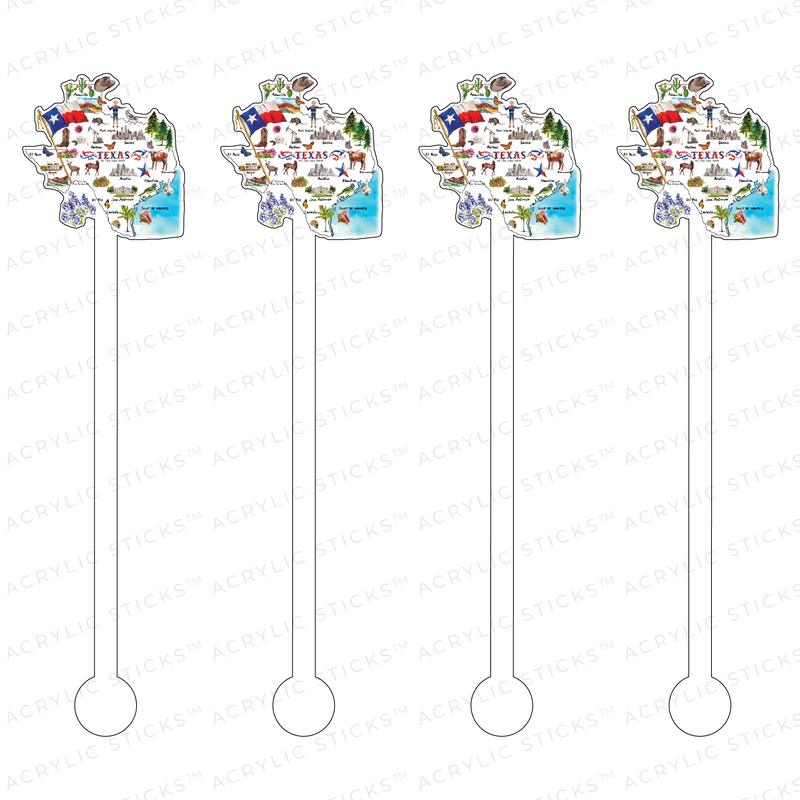 STATE OF TEXAS MOTIF ACRYLIC STIR STICKS