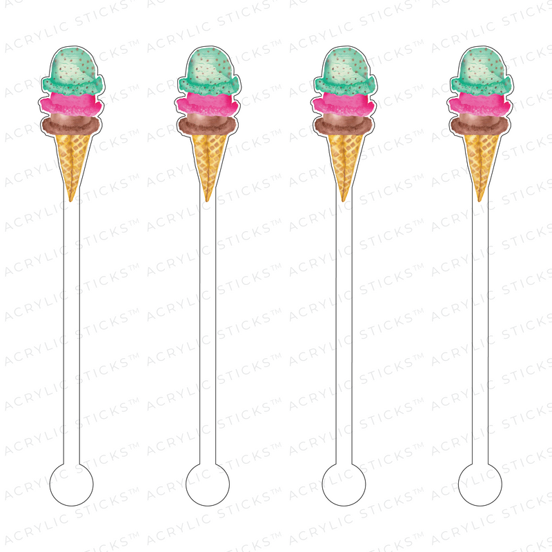 TRIPLE DIP ICE CREAM ACRYLIC STIR STICKS