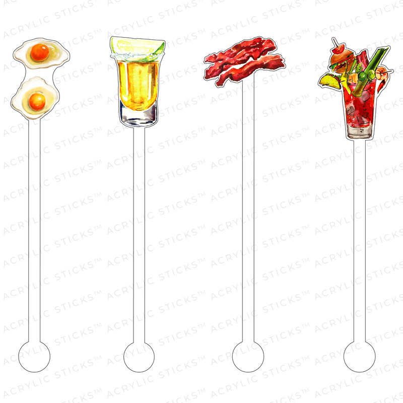 BREAKFAST HANGOVER ACRYLIC STIR STICKS COMBO