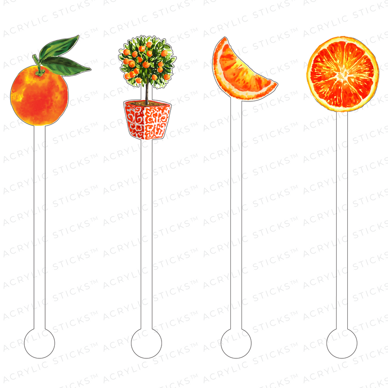 I LOVE ORANGES ACRYLIC STIR STICKS COMBO