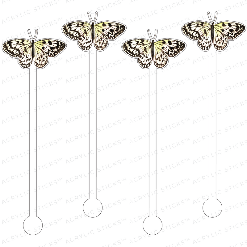 ONYX BLANCO BUTTERFLY ACRYLIC STIR STICKS