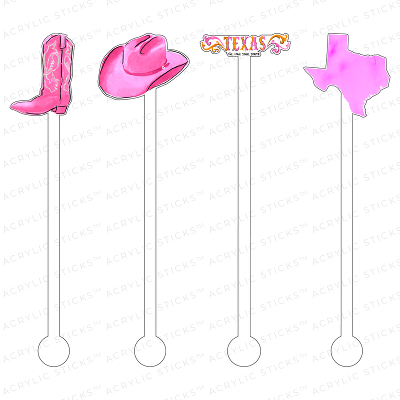 TEXAS COWGIRLING ACRYLIC STIR STICKS COMBO