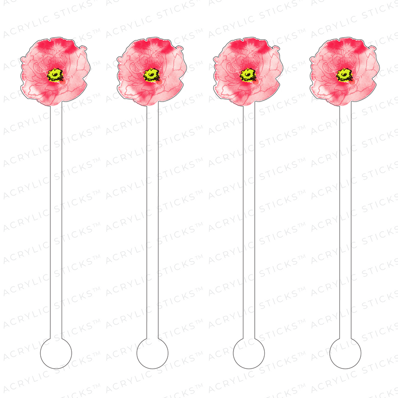 PEACH PRETTY BLOOM ACRYLIC STIR STICKS