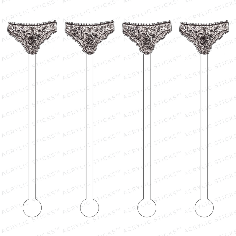 BLACK LACE UNDIES ACRYLIC STIR STICKS