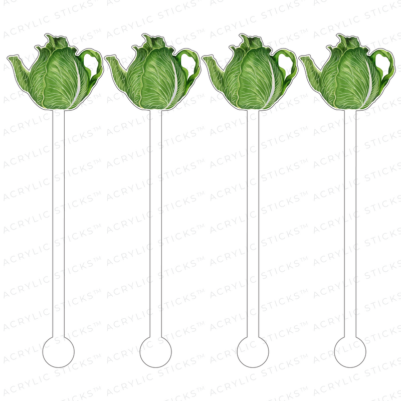CABBAGE LEAF TEAPOT ACRYLIC STIR STICKS