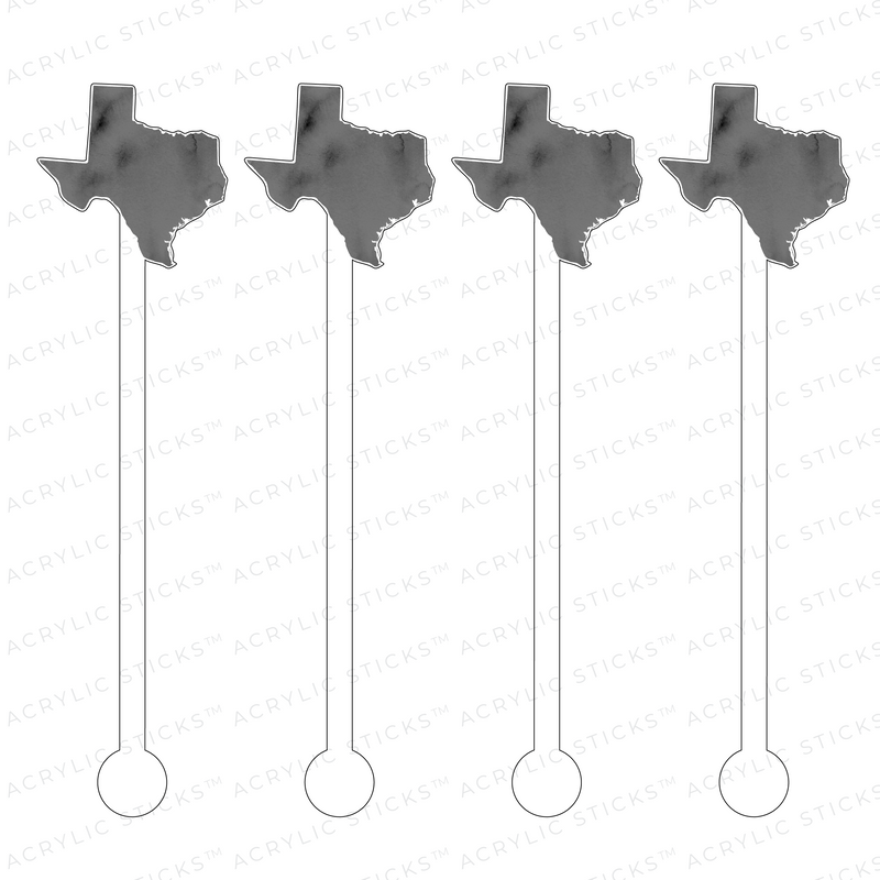 TEXAS IN BLACK ACRYLIC STIR STICKS