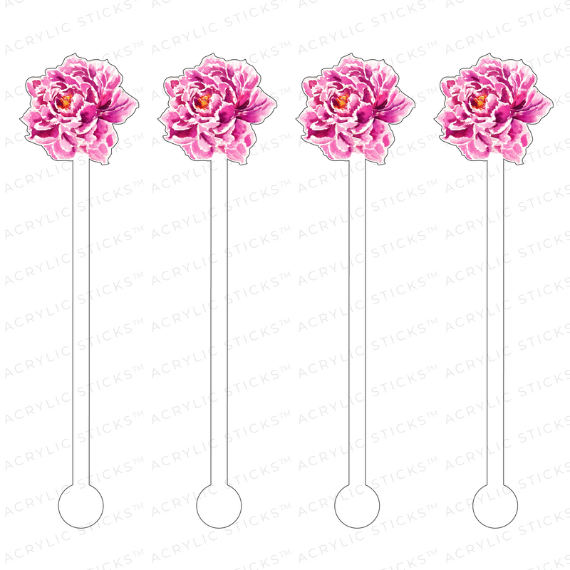 PINK CABBAGE ROSE ACRYLIC STIR STICKS