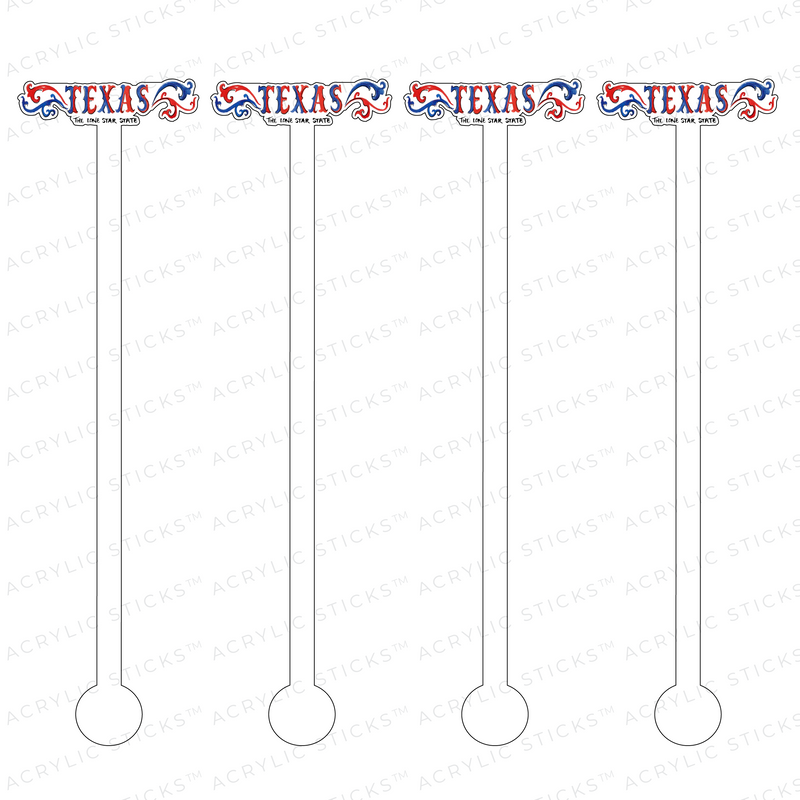TEXAS TEXT ACRYLIC STIR STICKS