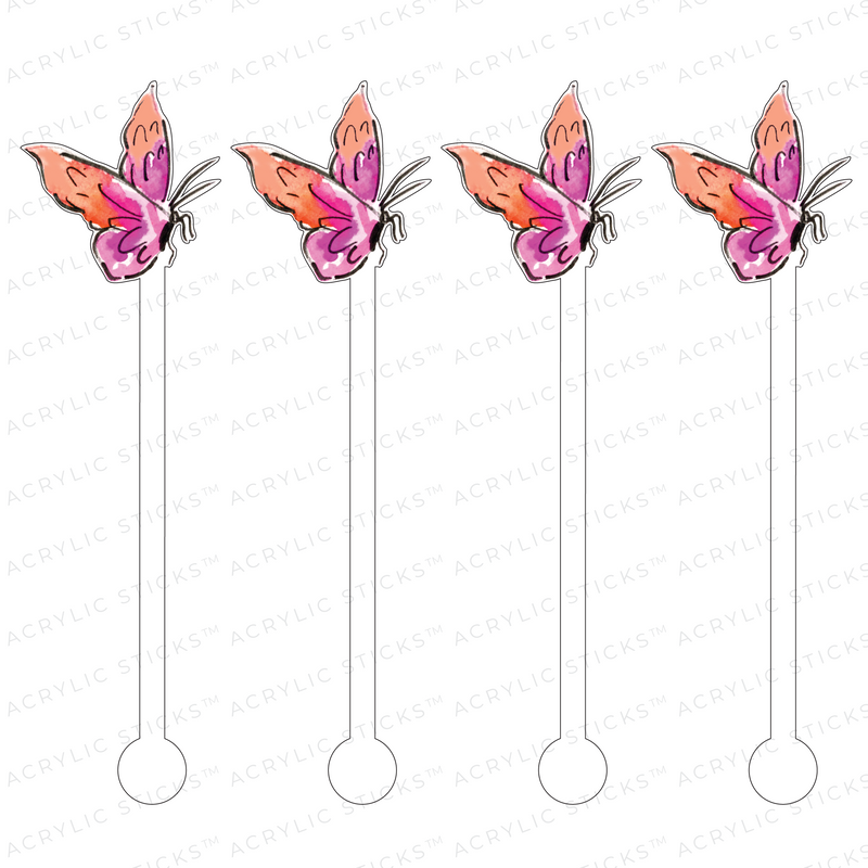 PINK CUTIE BUTTERFLY ACRYLIC STIR STICKS