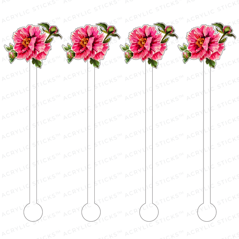 PINK FAIRY ROSE ACRYLIC STIR STICKS