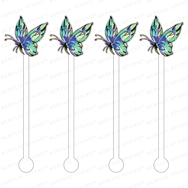 AQUA CUTIE BUTTERFLY ACRYLIC STIR STICKS
