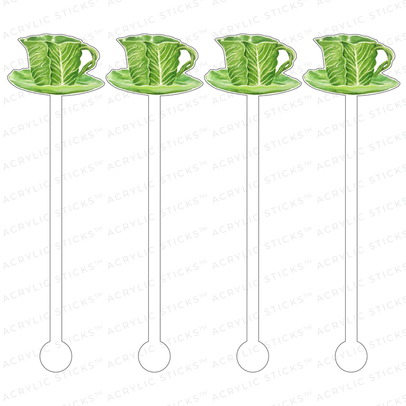 CABBAGE LEAF TEACUP ACRYLIC STIR STICKS