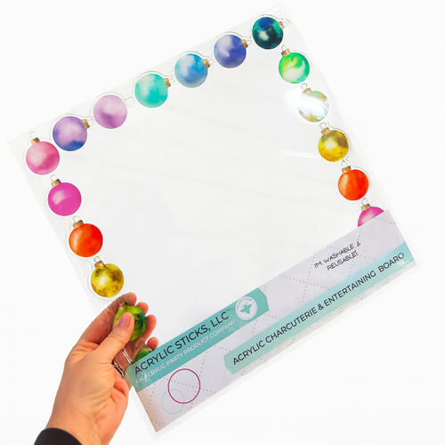 CHRISTMAS ORNAMENTS ACRYLIC FRAMED CHARCUTERIE BOARD