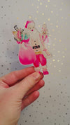 COUTURE PINK SANTA ACRYLIC ORNAMENT