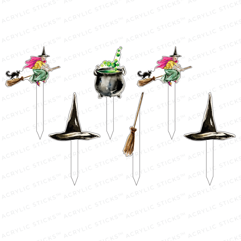 A WITCH & HER THINGS ACRYLIC PARTY PIK STICKS COMBO